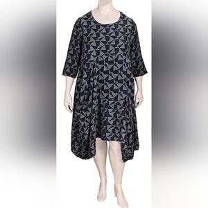 Grizas Geometric Tunic Dress Patterned Dress Size M Lagenlook With Pockets